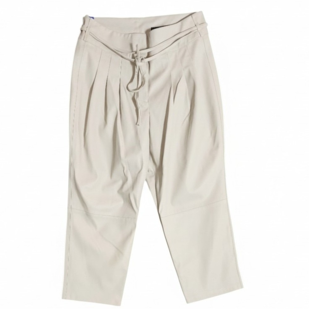 Blank NYC Franklin 16W Cream Faux Leather Pants Wide Leg Plus Size NWT $98 New